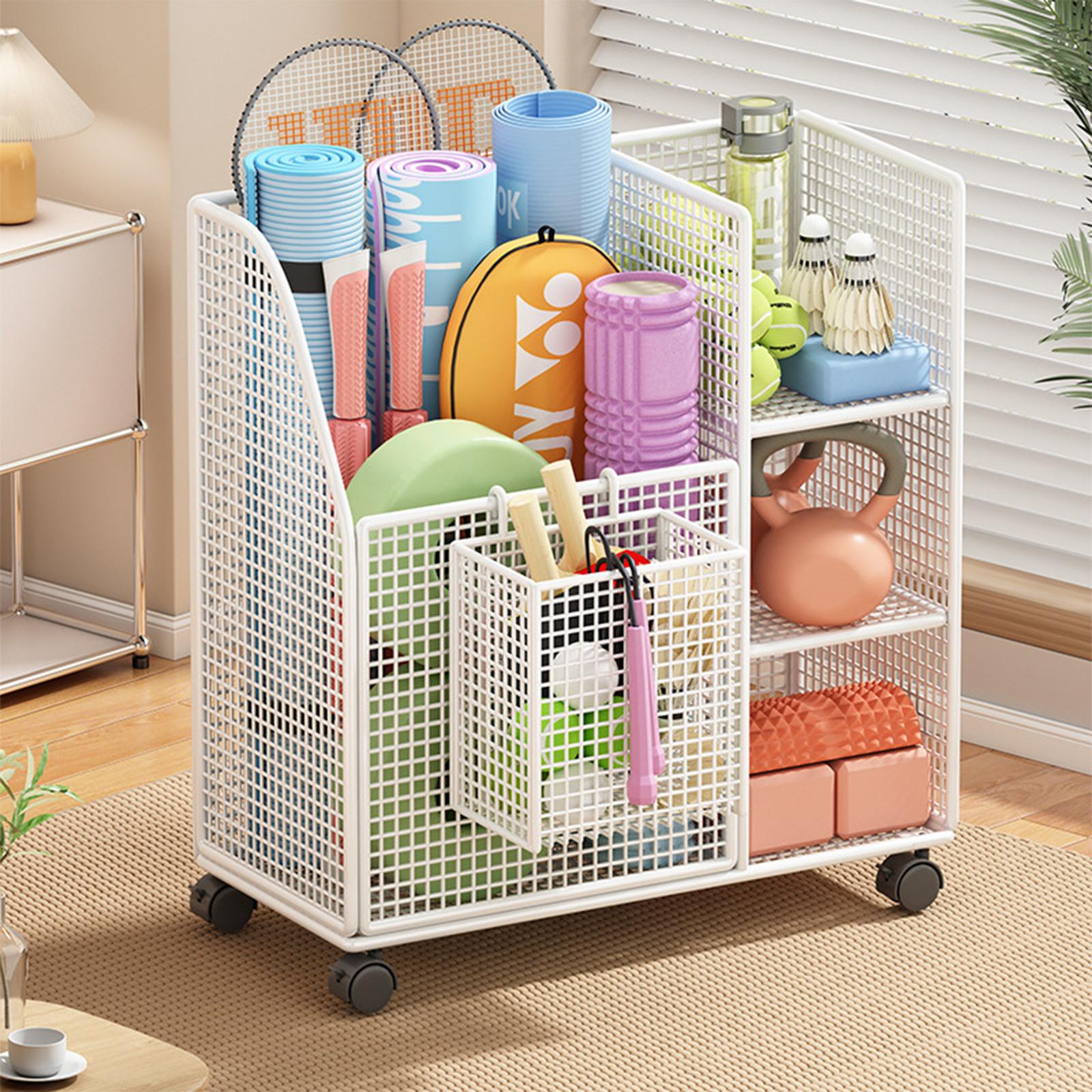 Sports Equipment Trolley - Yoga Pad Storage Rack Iron Moveable