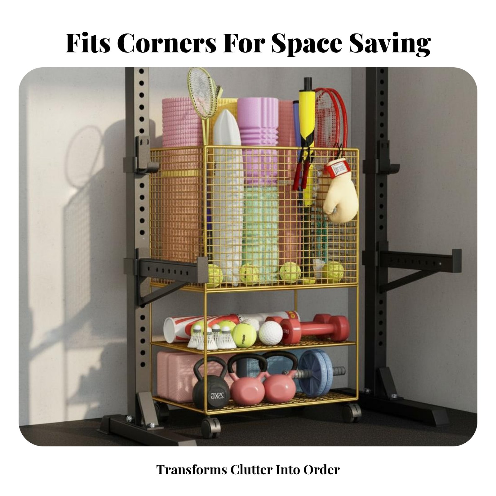 Sports Equipment Trolley - Exercise Mat Storage Rack With Wheels