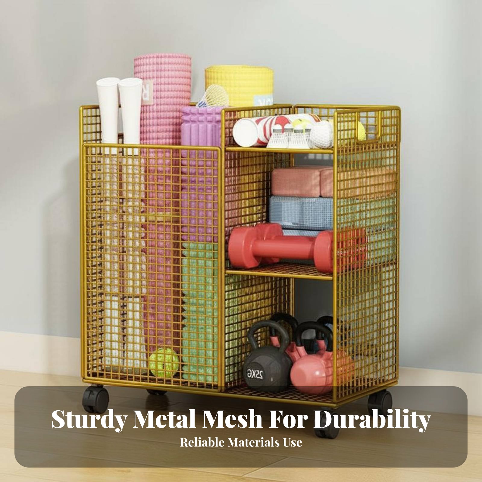 Exercise Mat Storage Rack With - Sports Equipment Trolley 评论和价格