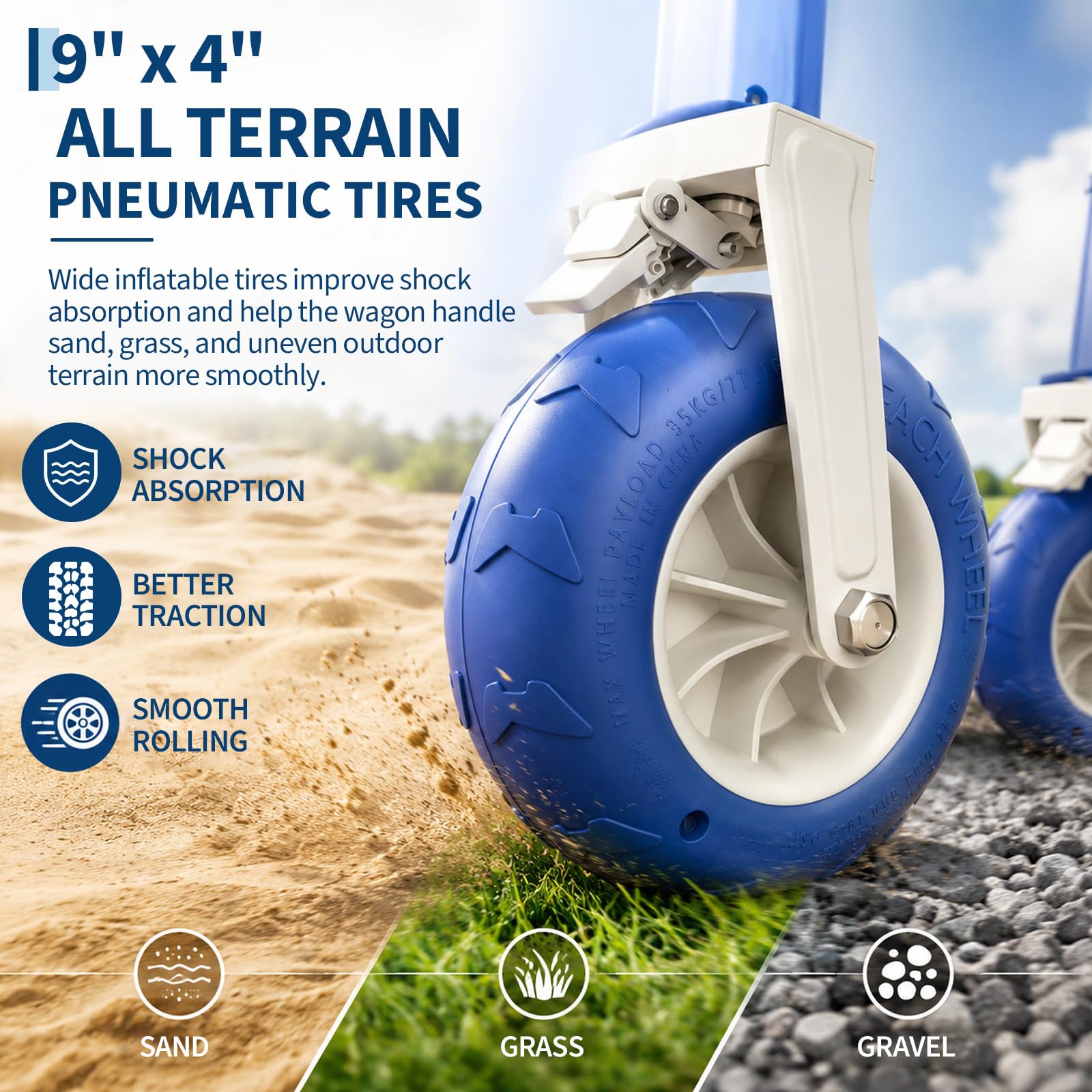 Heavy Duty Beach Wagon Cart 46 - Sports Equipment Trolley 评论和价格