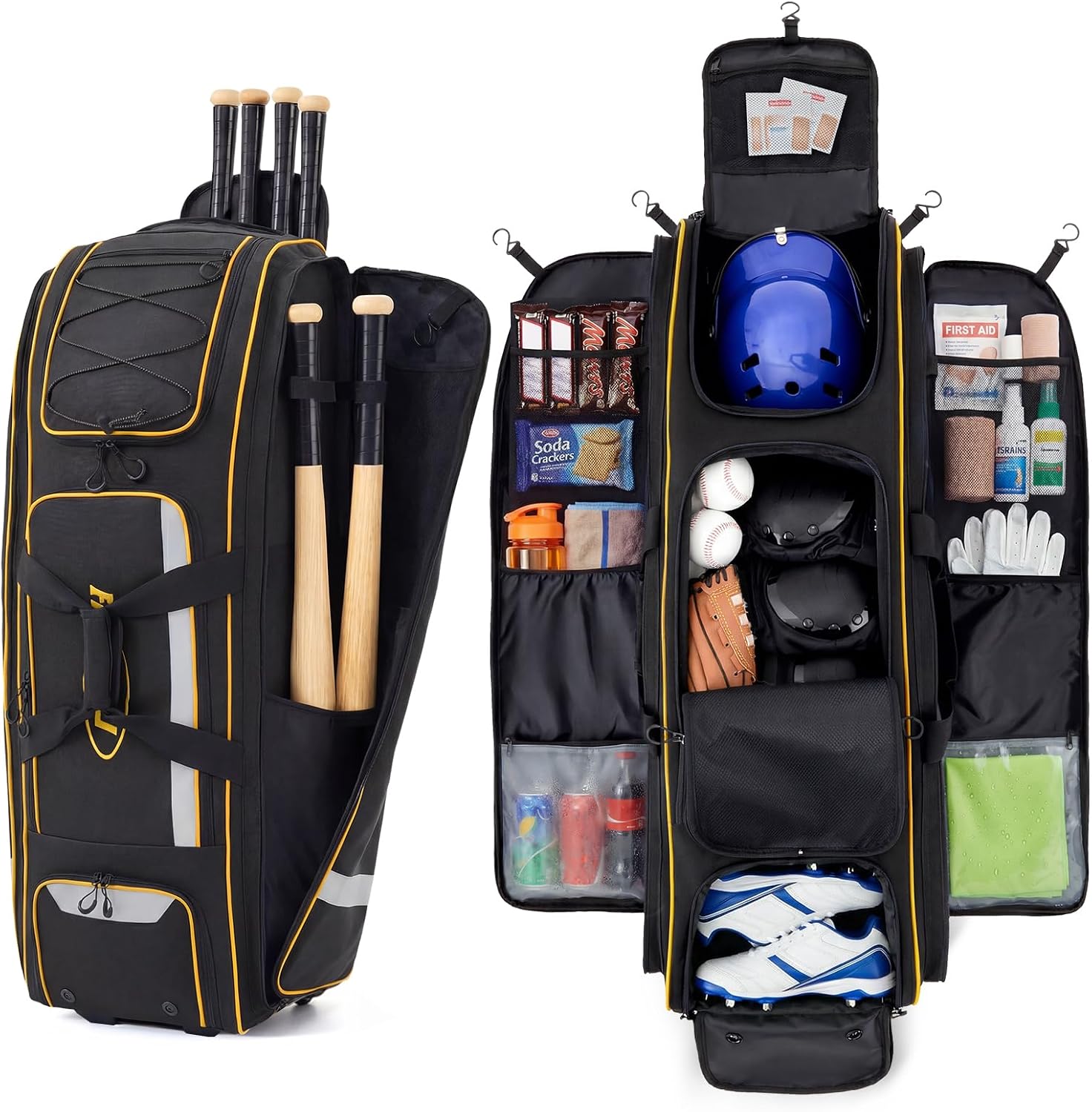 100L Rolling Catchers Gear Bas - Sports Equipment Bag With Wheels 评论和价格