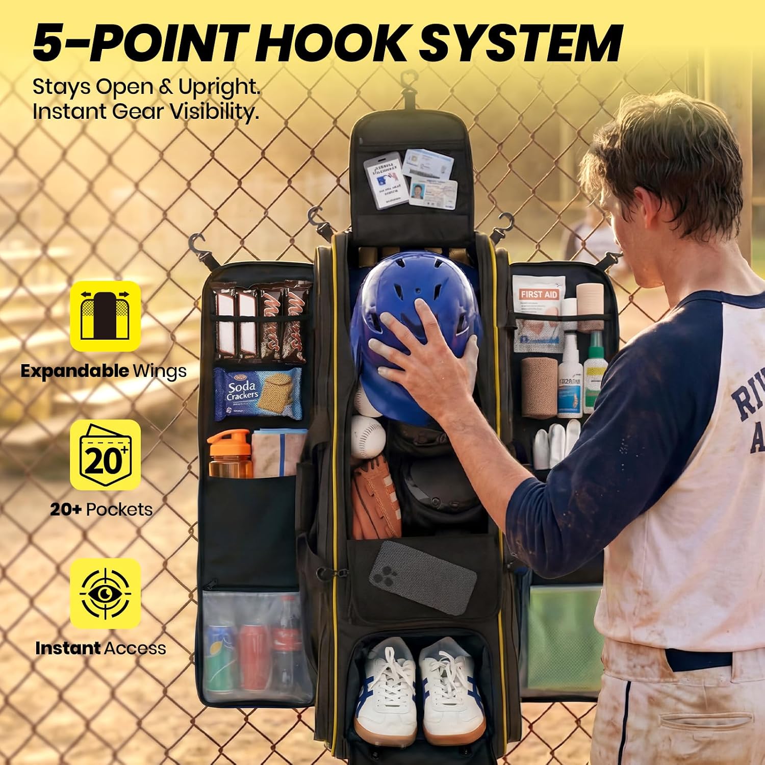 100L Rolling Catchers Gear Bas - Sports Equipment Bag With Wheels 评论和价格