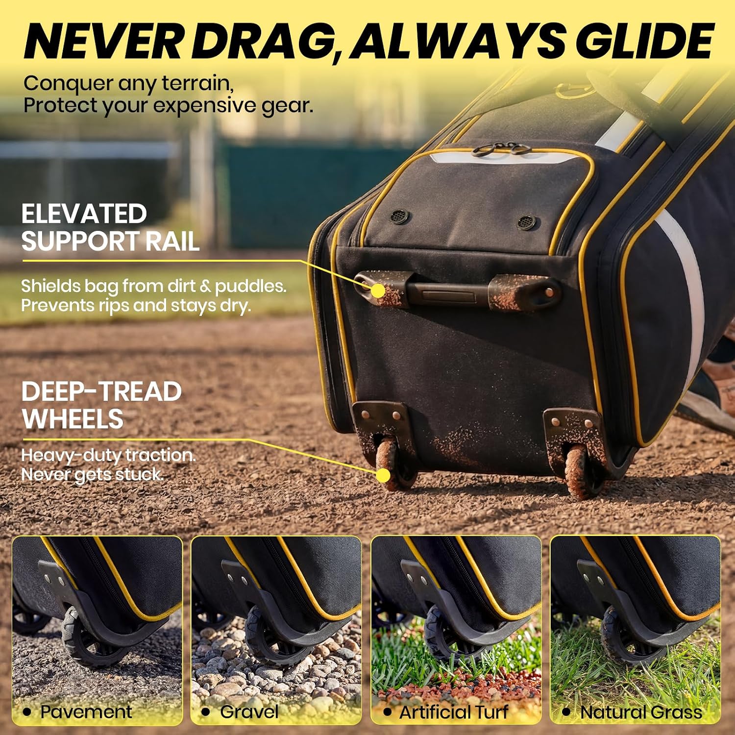 100L Rolling Catchers Gear Bas - Sports Equipment Bag With Wheels 评论和价格
