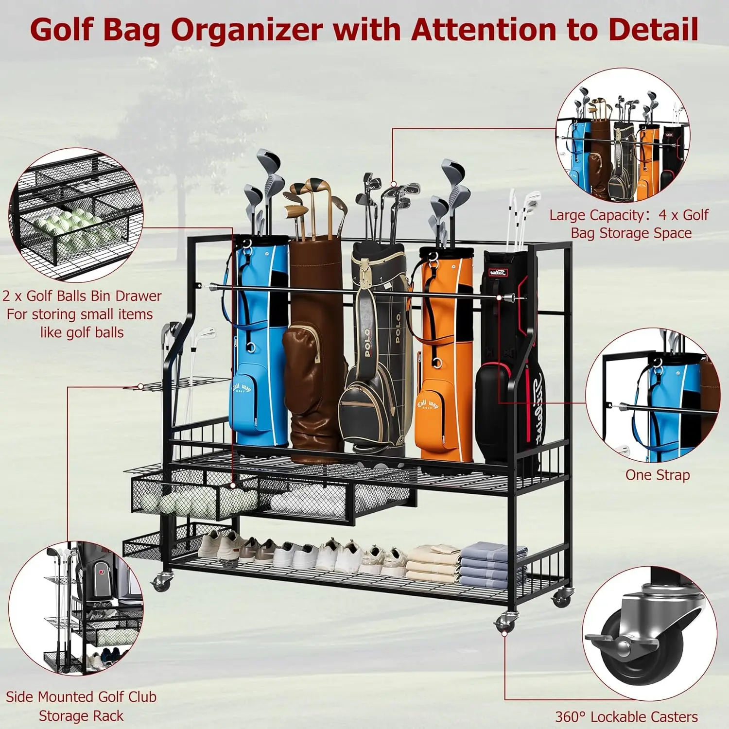 Multifunctional Rolling Golf B - Sports Equipment Bag With Wheels 评论和价格