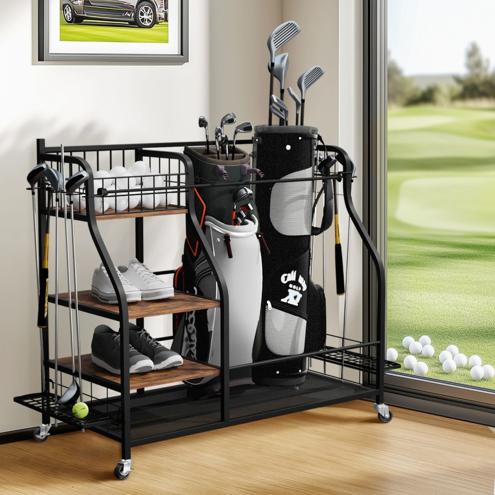 Mobile Golf Bag Rack with Whee - Sports Equipment Bag With Wheels 评论和价格