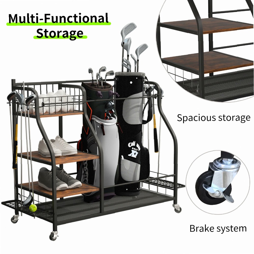 Mobile Golf Bag Rack with Whee - Sports Equipment Bag With Wheels 评论和价格
